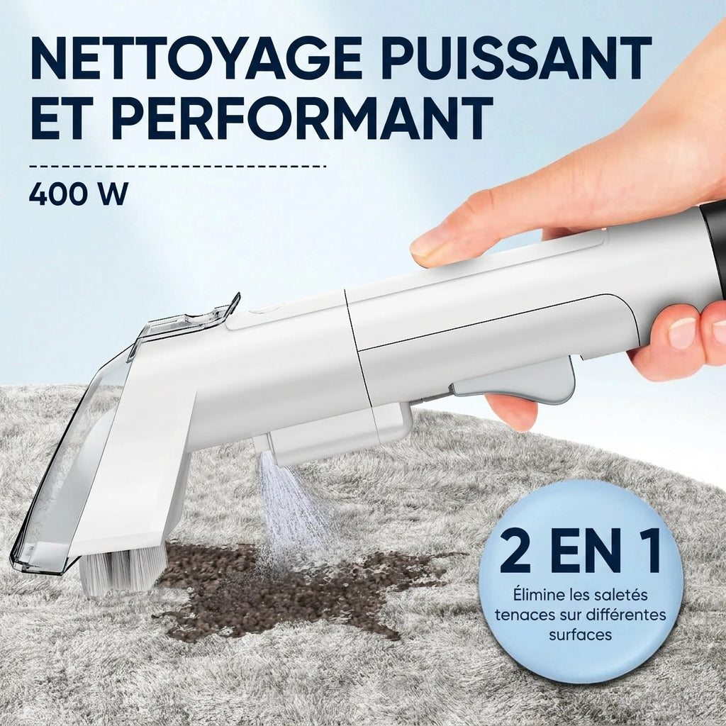 Shampouineuse  Nettoyeur taches tissus 9kPa injecteur extracteur canapé tapis auto
