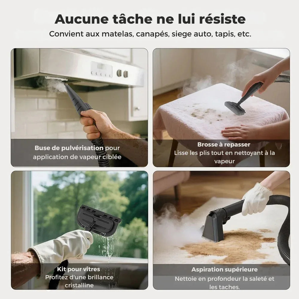 Shampouineuse Aspirante Vapeur 1650W 12KPa Nettoyage Tapis Meubles Vitres - shampoosh