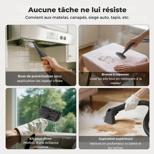 Shampouineuse Aspirante Vapeur 1650W 12KPa Nettoyage Tapis Meubles Vitres - shampoosh