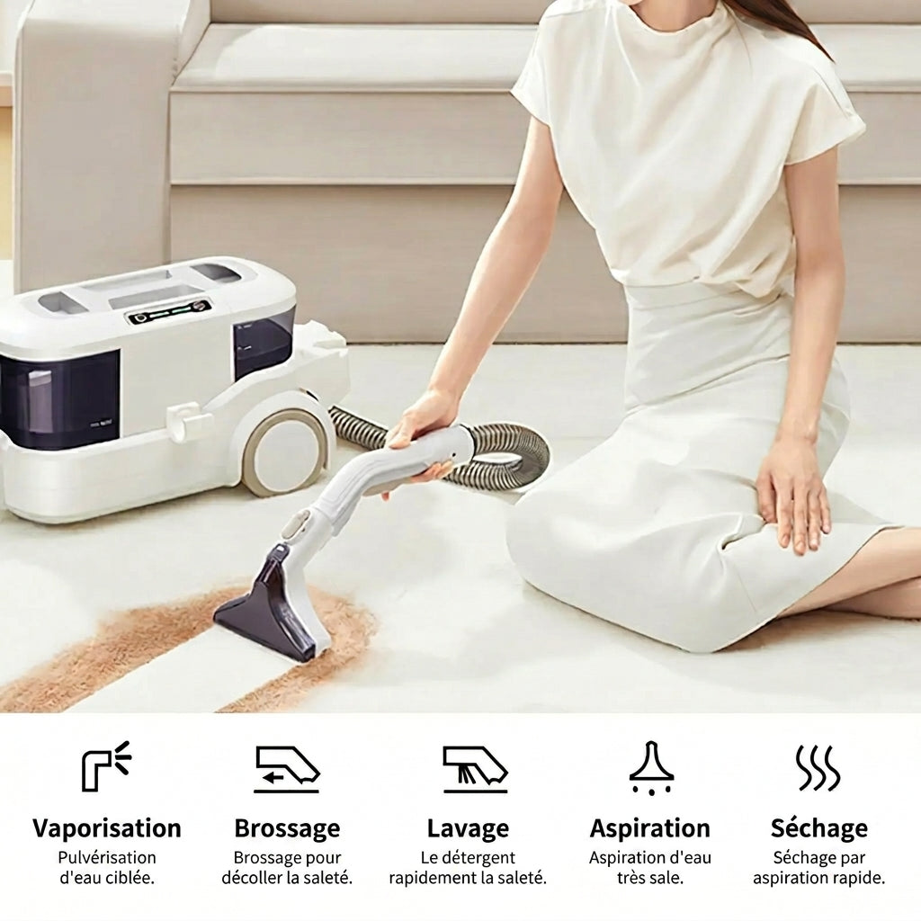 Shampouineuse 800W 16kPa 3L – Nettoyeur Tapis, Canapé, Poils Animaux