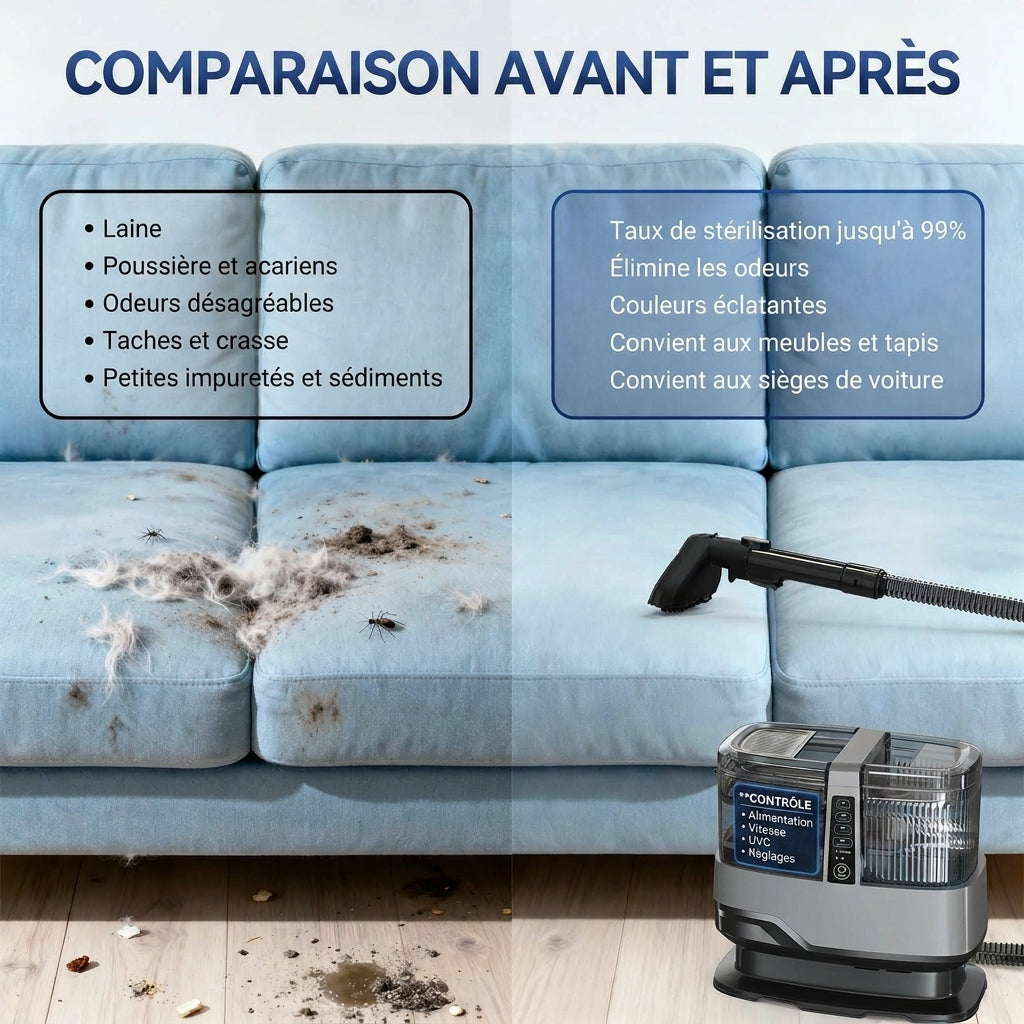 Shampouineuse Nettoyeur vapeur 1800W 17kPa injecteur extracteur tapis canapé auto