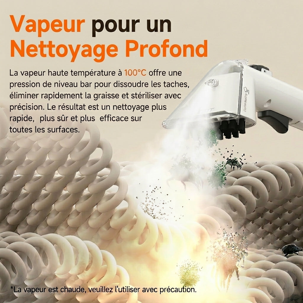 Shampouineuse Nettoyeur vapeur 3-en-1 1750W 18kPa tapis canapé voiture maison