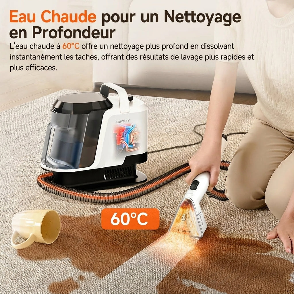 Shampouineuse Nettoyeur vapeur 3-en-1 1750W 18kPa tapis canapé voiture maison