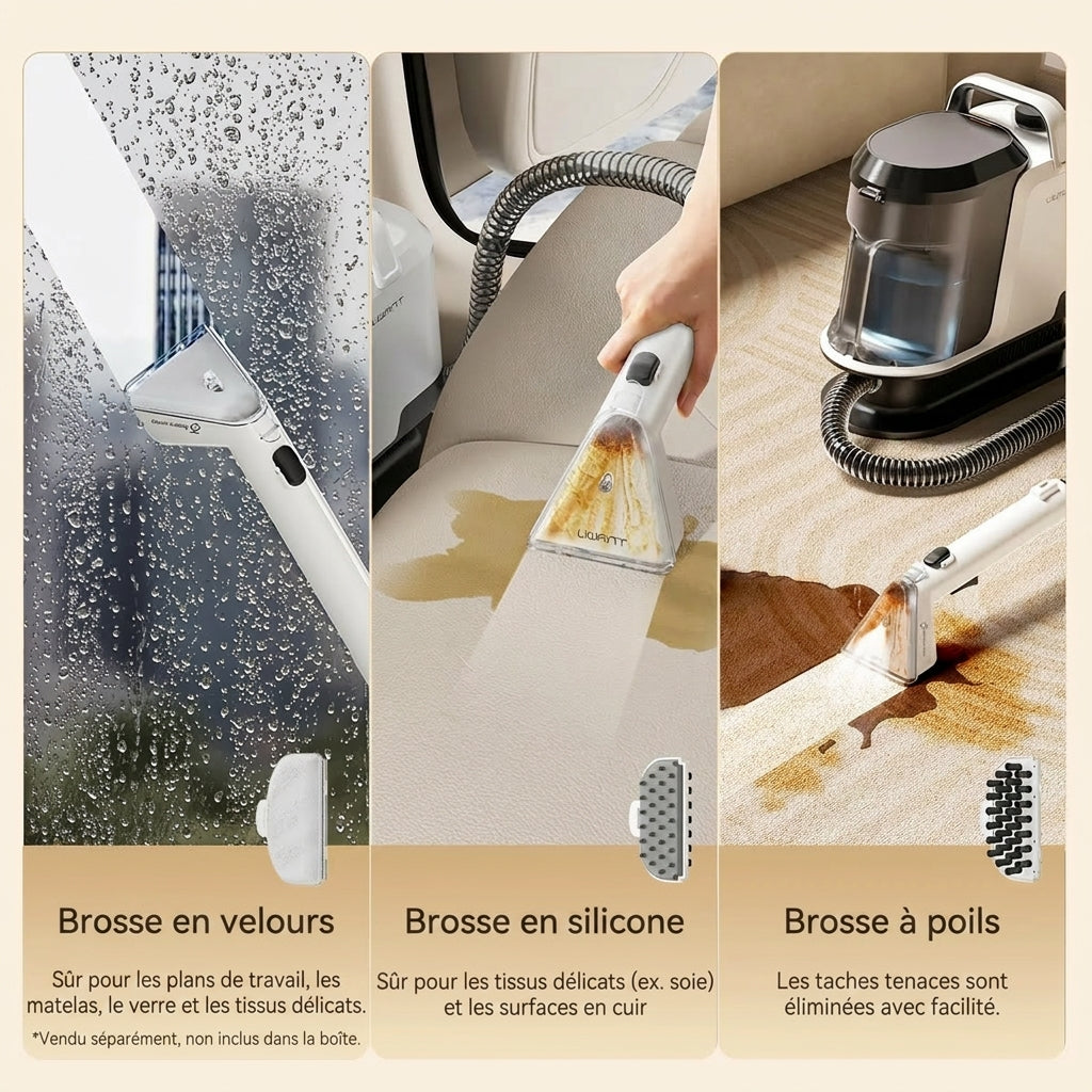 Shampouineuse Nettoyeur vapeur 3-en-1 1750W 18kPa tapis canapé voiture maison