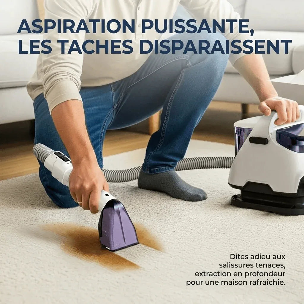 Shampouineuse 650W Tapis Canapé Voiture Double Réservoir 1,4L Portable - shampoosh