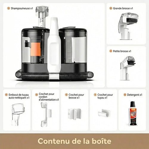 Shampouineuse Aspirateur Nettoyeur Injecteur Tapis & Canapé – 450W, 11 kPa - shampoosh